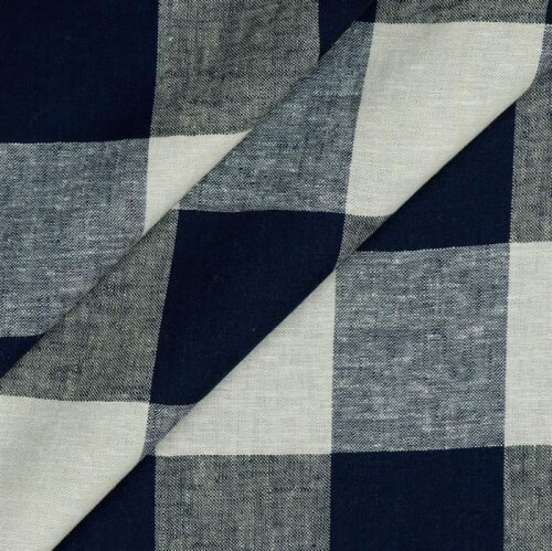 Linge viscose YARN DYED CHECK - bleu foncé