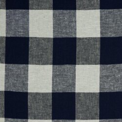 Viskose-Leinen YARN DYED CHECK - dunkelblau