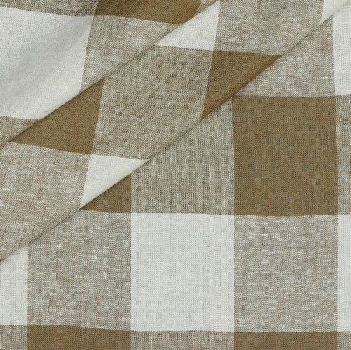 Viscose linen YARN DYED CHECK - light brown