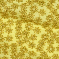 Muslin COLOURED Embroidered - soft yellow