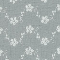 Muslin WHITE Embroidered - grey