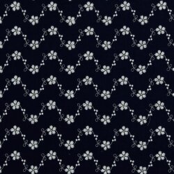 Muslin WHITE Embroidered - dark blue