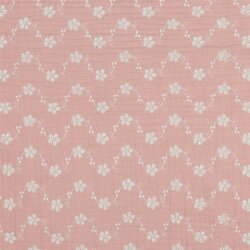 Muslin WHITE Embroidered - dusky pink