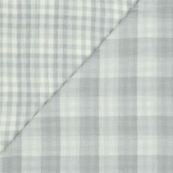 Dubbelzijdige mousseline CHECKS - grijs
