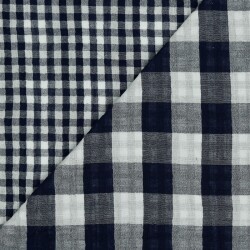 Dubbelzijdige mousseline CHECKS - donkerblauw