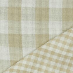 Dubbelzijdige mousseline CHECKS - beige