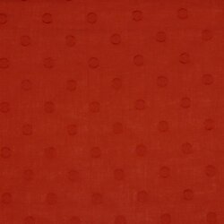 Bavlněné jacqard tečky - kámen červený