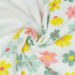 Alpenfleece Blumen - weiss