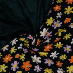 Alpenfleece Blumen - schwarz