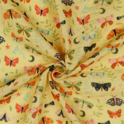 Muslin Digital Butterflies - zachtgeel