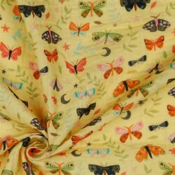 Muslin Digital Butterflies - soft yellow