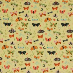 Muslin Digital Butterflies - soft yellow