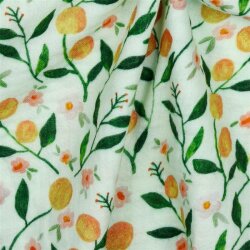 Muslin Digital Fruits & Flowers - verde tenue