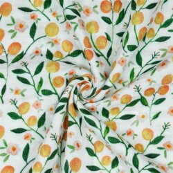 Muslin Digital Fruits & Flowers - blanc