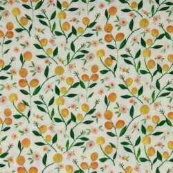 Muslin Digital Fruits & Flowers - light salmon