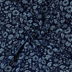 Mosseline bloemen - donkerblauw
