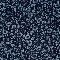 Mosseline bloemen - donkerblauw