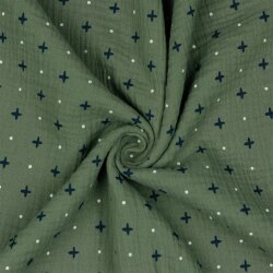 Muslin Crosses & Dots - verde muschio