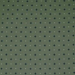 Muslin Crosses & Dots - moss green