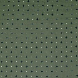 Muslin Crosses & Dots - mosgroen