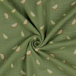 Muslin Organic Melounové kousky - Moss Green