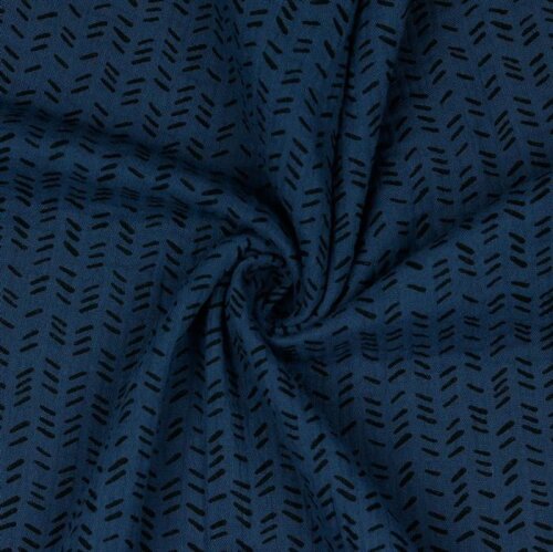 Mousseline strepen - denim blauw