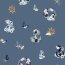 Canvas digital maritime floral tendrils - denim blue