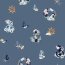 Canvas digitale maritieme bloemenranken - denimblauw