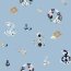Canvas digitale maritieme bloemenranken - lichtblauw