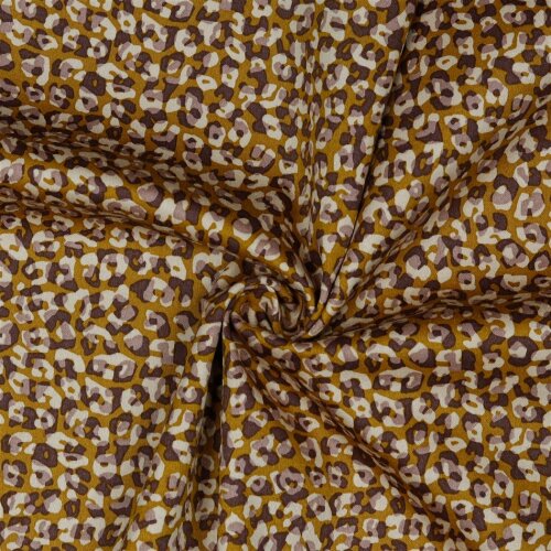 Satén de algodón STRETCH ANIMAL - marrón claro