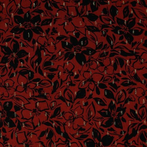 Viscose-lurex bloemen - terracotta