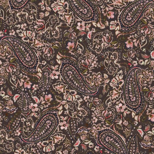 Viscose jersey digital paisley - brown