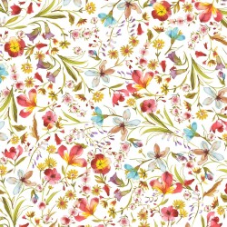 Viskose Jersey Digital FrühlingsBlumen - weiss