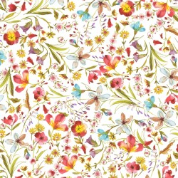 Viskose Jersey Digital FrühlingsBlumen - weiss