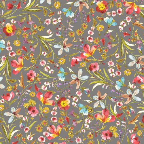 Viscose jersey digital spring flowers - stone grey