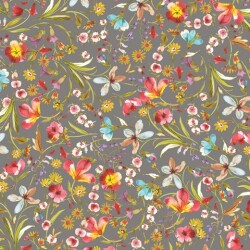 Jersey viscosa flores primavera digital - gris piedra