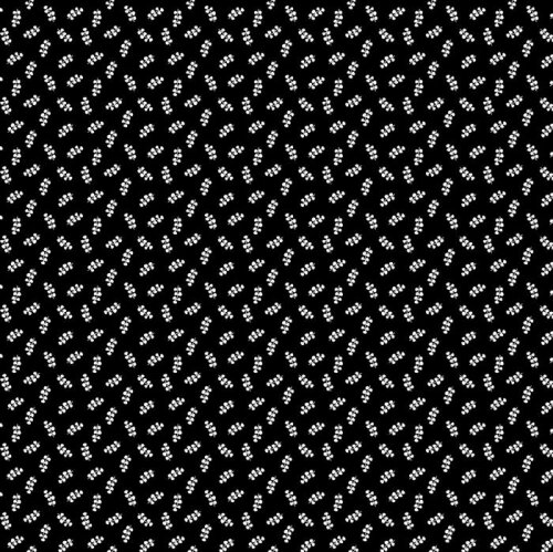 Popeline de coton petites feuilles - noir