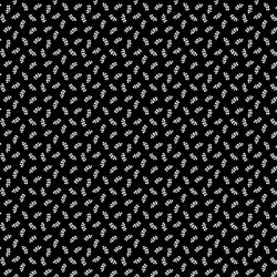 Popeline de coton petites feuilles - noir