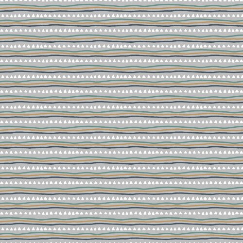 Popeline di cotone Triangoli organici su onde - grigio chiaro