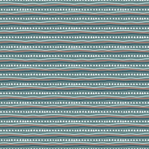 Popelín de algodón Triángulos orgánicos sobre ondas - azul sombra