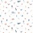 Cotton poplin organic marine animals - white