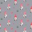 Cotton poplin digital Christmas gnome - light grey