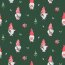 Cotton poplin digital Christmas gnome - dark green