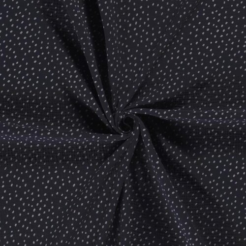 Muslin small polka dots - dark blue