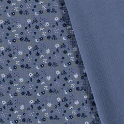 Mušelínový květ déšť - džínově modrá