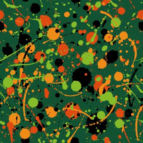 Cotton jersey large blobs forest- green