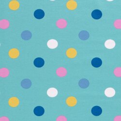 French-terry colorful dots light turquoise