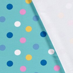 French-terry colorful dots light turquoise