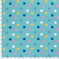 French-terry colorful dots light turquoise