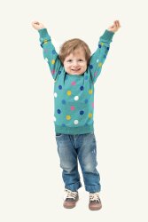 French-terry colorful dots light turquoise